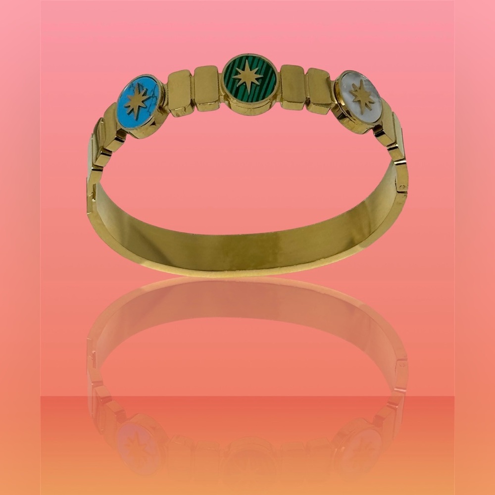 Stainless Steel Gold Color Plated Bangle / Handcuff Bracelet (NWOT)